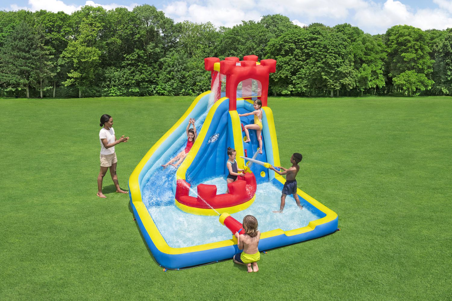 Royal Splash inflatable slide in a backyard